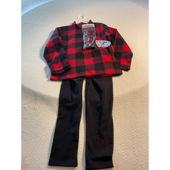 Between Friends Kids Red Black Plaid Fleece 2-Piece Pajama Set Size 6 - Picture 1 of 9